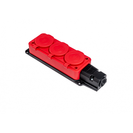 BLOCO ESTANQUE SALIENTE 3x SCHUKO 2P+T 16A vermelho IP54