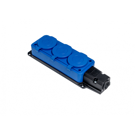 BLOCO ESTANQUE SALIENTE 3x SCHUKO 2P+T 16A azul IP54