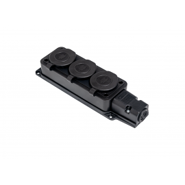 BLOCO ESTANQUE SALIENTE 3x SCHUKO 2P+T 16A preto IP54