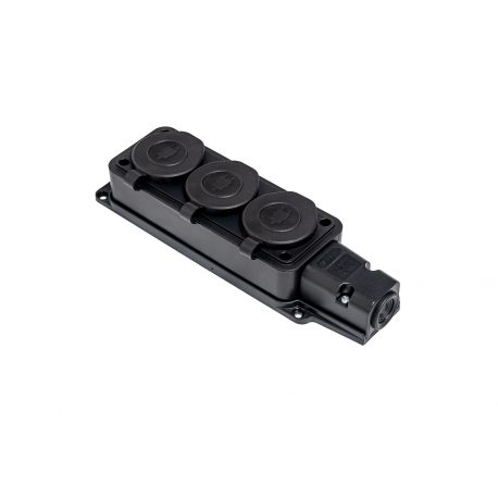 BLOCO ESTANQUE SALIENTE 3x SCHUKO 2P+T 16A preto IP54
