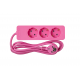 Bloco 3x SCHUKO 2P+T 16A, 2m, rosa