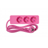 Bloco 3x SCHUKO 2P+T 16A, 2m, rosa