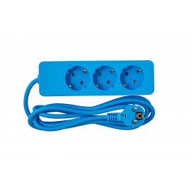 Bloco 3x SCHUKO 2P+T 16A, 2m, azul