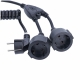 EXTENSÃO PRETA 2x TOMADAS SCHUKO C/CABO ESPIRAL ext 2.5m PVC H05VV-F 3G1,5mm2