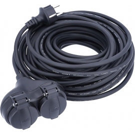EXTENSÃO 10m PRETA 2x TOMADAS SCHUKO C/CABO BORRACHA H05RR-F 3G1,5mm2 IP44