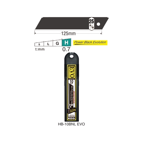 PACK 10x LAMINAS KDS PRETAS Tipo H 25mm 0,7mm (HB-10B EVO)