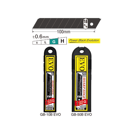 PACK 10x LAMINAS KDS PRETAS Tipo G 18mm 0,6mm (GB-10B EVO)