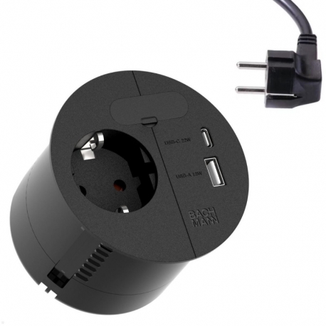 LOOP IN CHARGE PRETO 1x SCHUKO+USB A/C