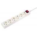 6 way socket outlet white, 1,4m H05VV-F 3G1,5 with