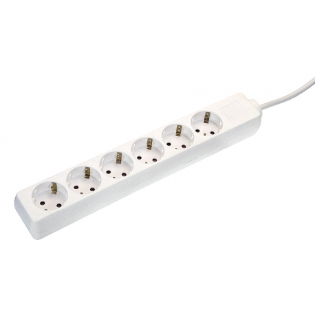 6 way socket outlet white, 3m 3G1,5 