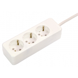 3 way socket outlet white, 1,4m 3G1