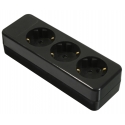 3 way socket outlet black, without any cable 