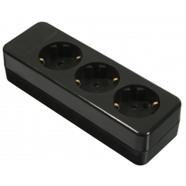 3 way socket outlet black, without any cable 
