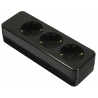 3 way socket outlet black, without any cable