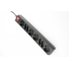 8 way socket outlet black, 4 Euro and 4 DIN 10/16A