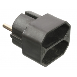 Euro-adapters, 2 way socket outlet black