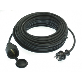 Rubber cable extension 10m H05RR-F 3G1,5 black