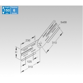 Adjustable vertical splice plate, height 151,5 mm