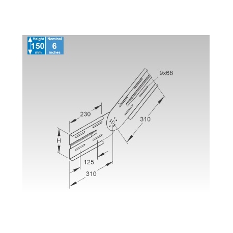 Adjustable vertical splice plate, height 151,5 mm