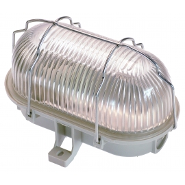 Oval Bulkhead bright grey 100W, zincked metal bask