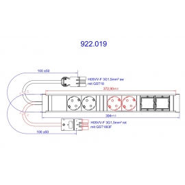 BLOCO UNIVERSAL 2x+2x SCHUKO + 2xESPAÇOS + 940.096