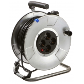 Metal cable reel 285mmØ 25 m H05VV-F 3G1,5 4 sock