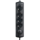 BLACK MULTIPLE SOCKET 4x Schuko + SWITCH 1,4m cab