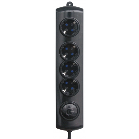 BLACK MULTIPLE SOCKET 4x Schuko + SWITCH 1,4m cab