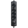 BLACK MULTIPLE SOCKET 4x Schuko + SWITCH 1,4m cab