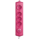 PINK MULTIPLE SOCKET 4x Schuko + SWITCH 1,4m cab