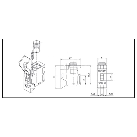 BORNE PORTA FUSIVEL 16A 1P-M16A1PFUG--RP9