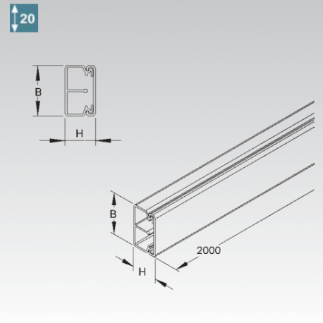 CALHA TECNICA 2MM COMP 18X30MM