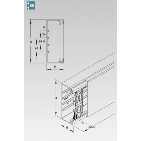 CALHA TECNICA 2M COMP 60X62MM CREME