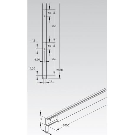 CALHA METALICA C/TAMPA 16x30x2000 MM