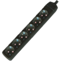 BLACK 6x SCHUKO MULTIPLE SOCKET WITHOUT CABLE 16A
